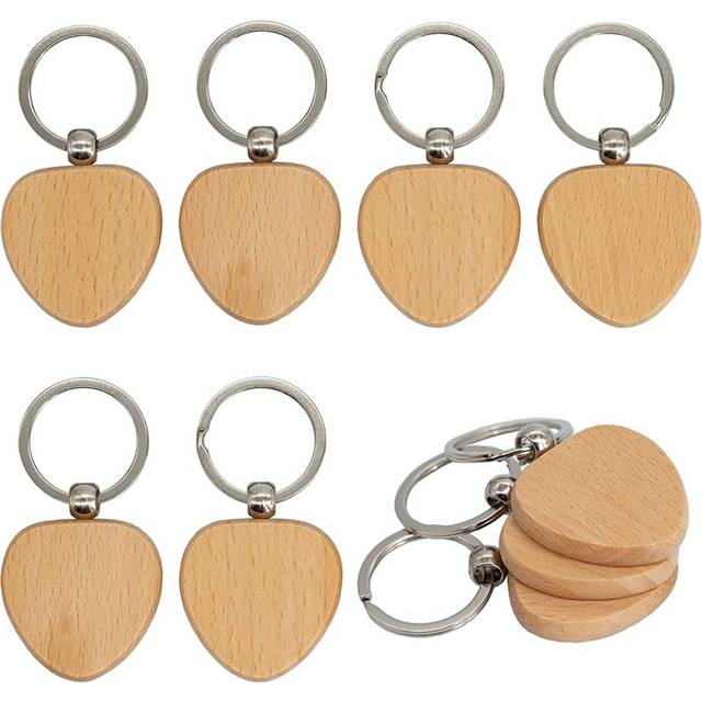 Blank Wooden Keychain Wooden Keychain Keyring Keychain or Best (Heart, 20 Pack)