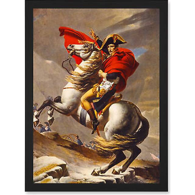 Napoleon Bonaparte Emperor France Alps Horse A4 Artwork Framed Wall Art Print - Black - One Size