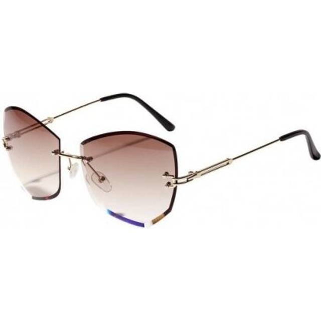 (Style B) Women Man Rimless Cat Eye Diamond-shaped Frameless Sun Glasses Clear Colored Lens Festival Casual Sunglasses 2019 New