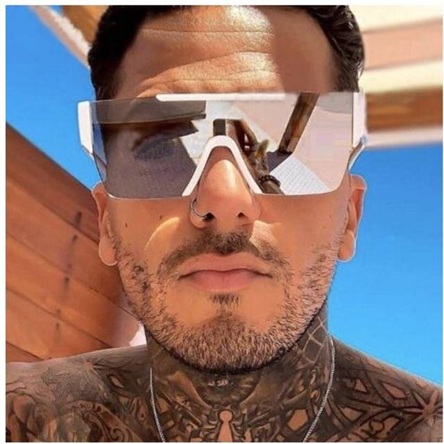 (Black.Silver) GUIME HOUSE One Piece Square Sunglasses For Women Oversize Flat Sun Glasses Men Vintage White Silver Mirror Shades UV400 Eyewear