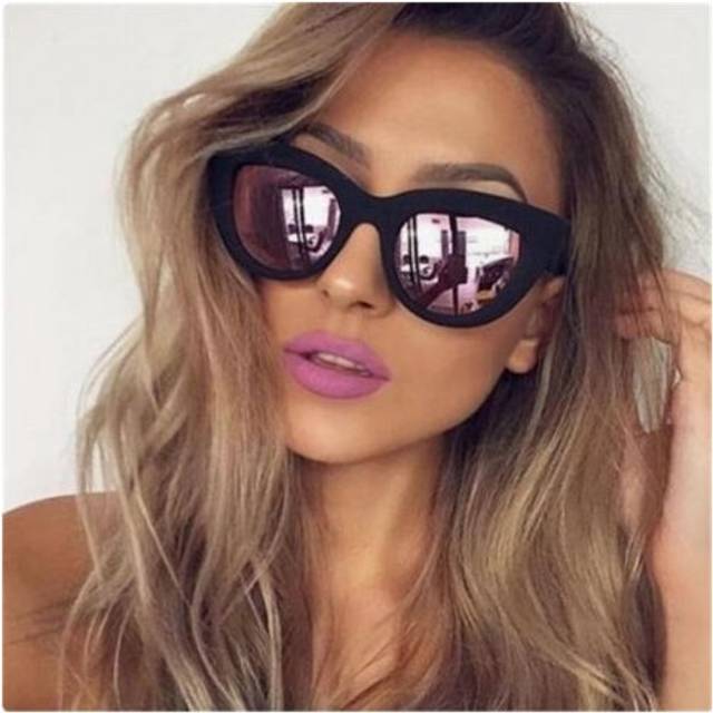 (C5 Black Black) Retro Cat Eye Sunglasses Women Brand Designer  Ladies Fashion Barbie powder Mirror Lens Cateye Sun Glasses For Female UV400