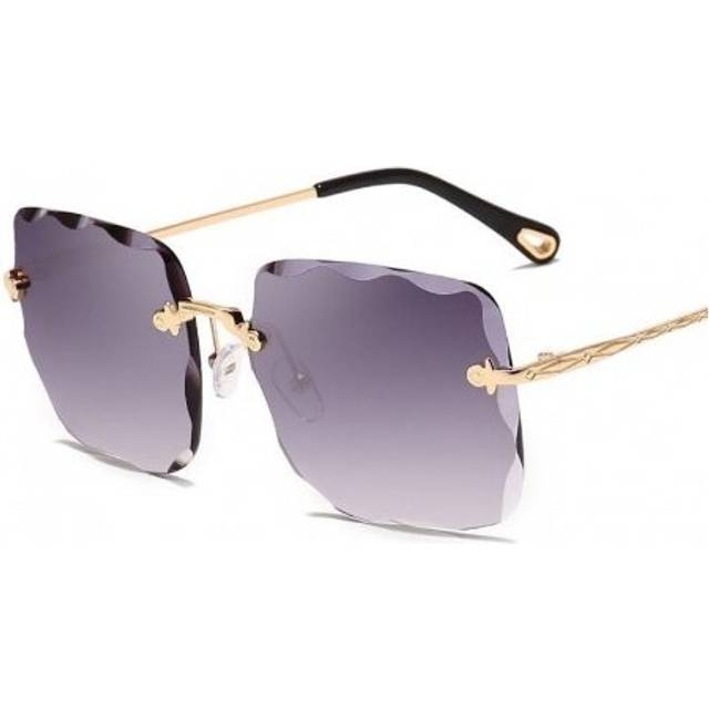 (S133) Rimless Luxury Square Sunglasses Women Brand Designer Retro Frameless Big Flowers Sun Glasses Vintage Oversiezd Glasses UV400