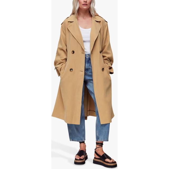 Whistles Petite Riley Double Breasted Trench Coat, Beige