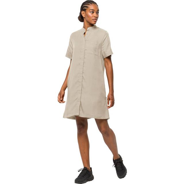 Stone Summer Mandarin Collar Dress - White (M)