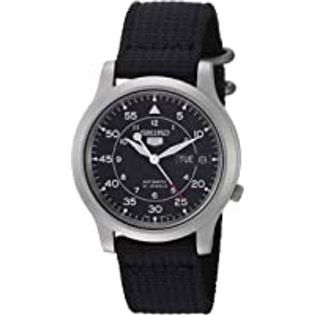 Seiko 5 Military SNK809K2-var-SS3 Automatic Black Leather Strap Men&#39;s Watch