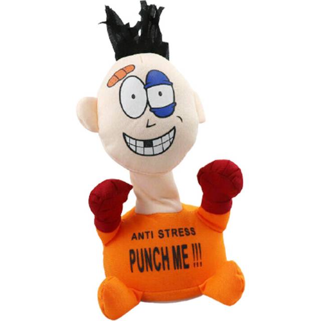 (Orange) Punch Me Soft Stuffed Anti Stress Electric Plush Toys Doll Electric Xmas Gifts
