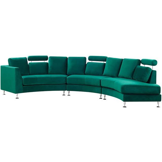 Beliani 7 Seater Curved Modular Velvet Sofa Dark Green Rotunde, Green