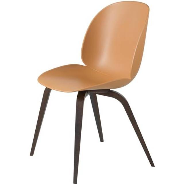 GUBI Beetle Dining Chair Wooden Base Smoked Oak Matt/Amber Brown