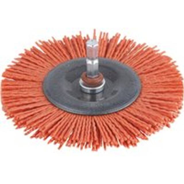 Wolfcraft Abrasive Nylon Bristle Wheel Brush 100mm 6.35mm Shank