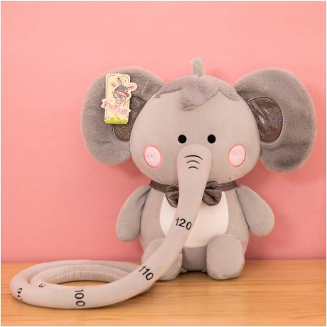 (Gray, 30cm) 30/40/55CM Soft Down Cotton Stuffed Plush Toy with Long Nose Height Ruler Function for Children's Birthday Gifts