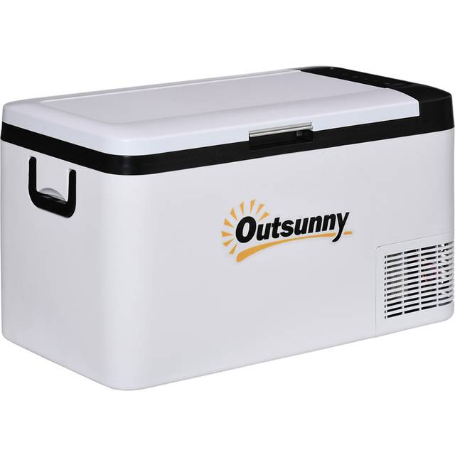 Outsunny 12V LED 25L Portable Cooler - White - 41.5 x 39 x 64cm