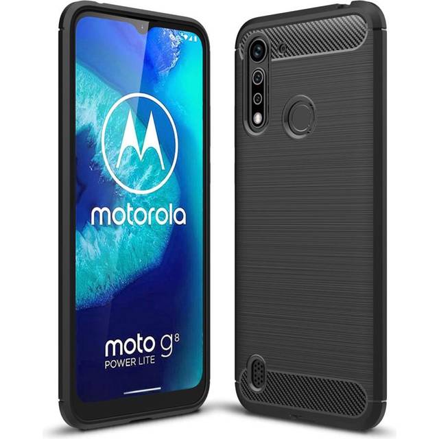Motorola Moto G8 Power Lite borstat kolfiber flexibel plastskal - Svart