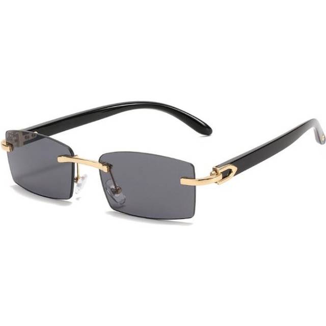 New frame frameless sunglasses, horns and trimmed glasses, personalized jelly color sunglasses for women (black)