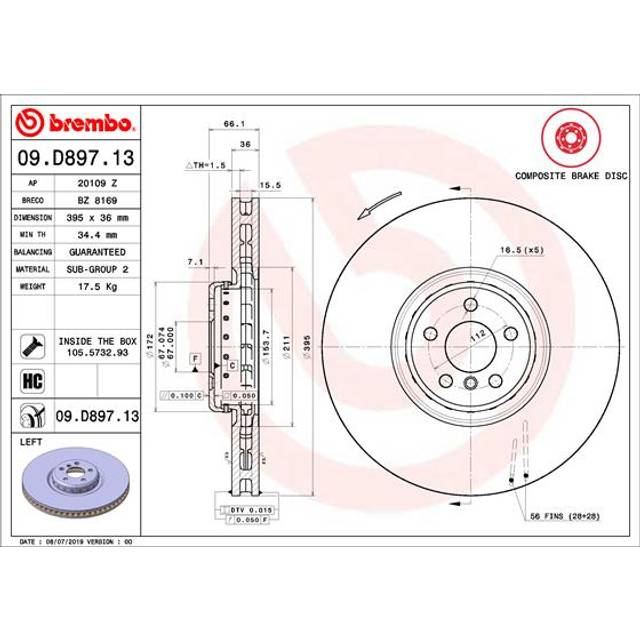 Brake Disc TWO-PIECE DISCS LINE 09.D897.13 Brembo 09D89713