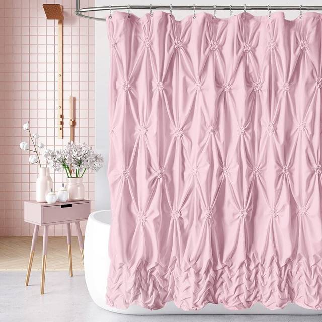 "Pink Shower Curtain Luxury Shower Curtain Chic Pinched Pleat Design Cloth Shower Curtain Bathroom Decorative Shower Curtain Peach 72"" x 72"""
