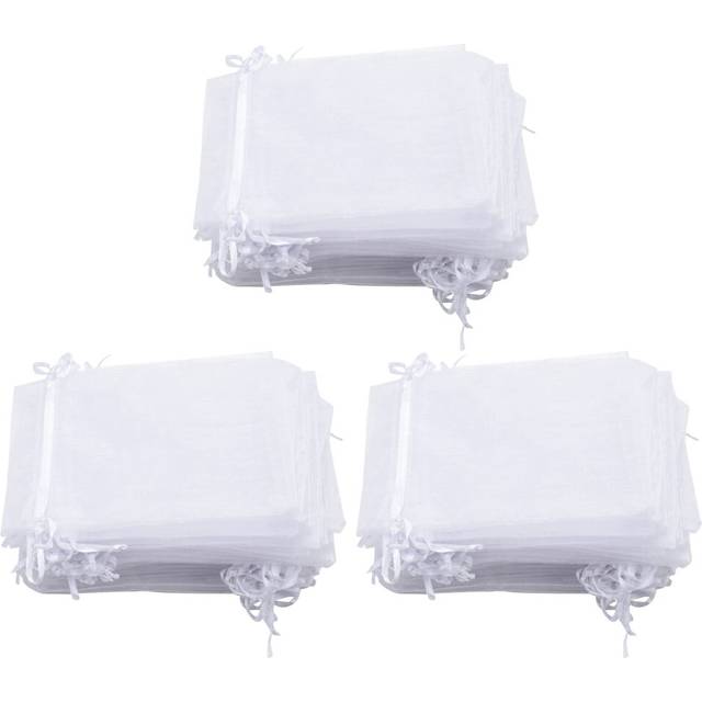 150 Pieces 4 By 6 Inch Organza Gift Bags Drawstring Jewelry Pouches Wedding Party Favor Bags (White)