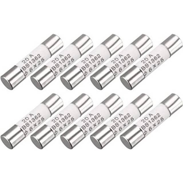 10 Pcs AC 250V 20A 6mmx25mm BS1362 Cylindrical Ceramic Fuses Tube
