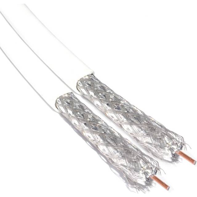 kenable Twin RG6U Coaxial Satellite Freeview Telewest Virgin Cable 100m White