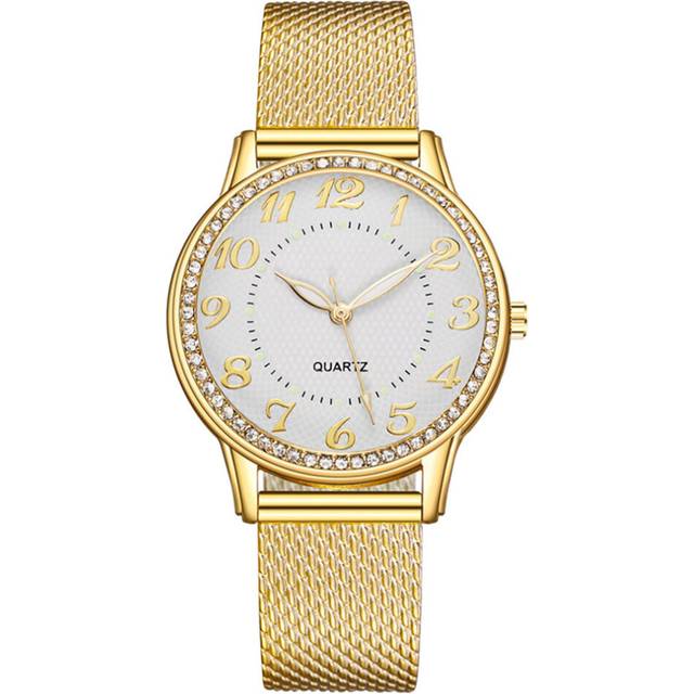 2 Pcs Fashion Ladies Watch Quartz Watch Stainless Steel Dial Luminous Watch - Silver