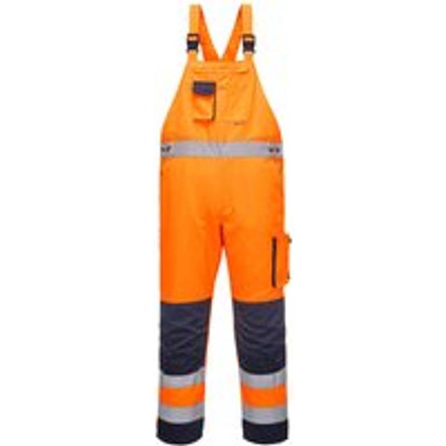 Portwest Dijon Hi-Vis Contrast Work Bib and Brace TX52  Orange/Navy L