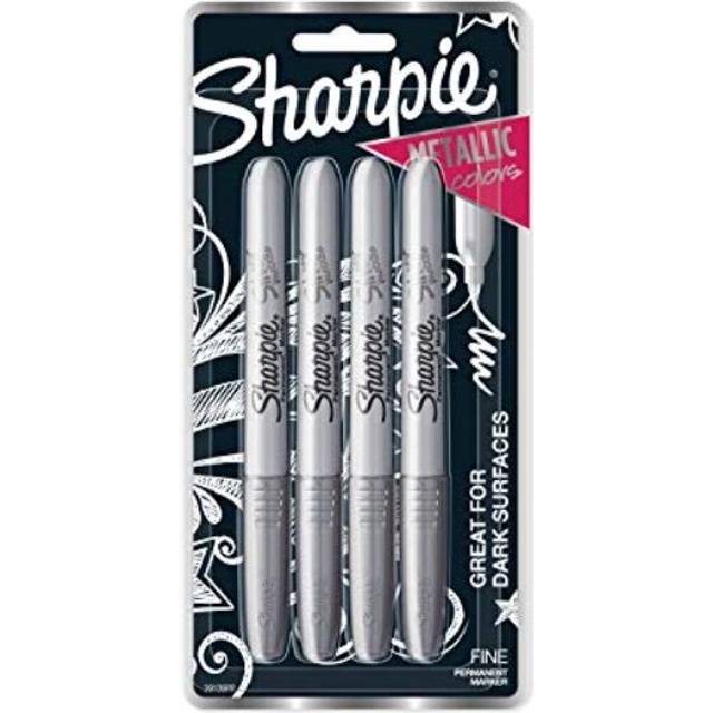 Sharpie 39109PP Metallic Permanent Markers Fine Point Silver 4 Count