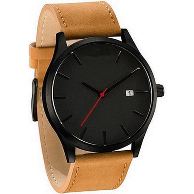 Men Watch Vintage Fashion Watches Black Simple Clock Matte Belt Analog Quartz Round Wrist Business watches