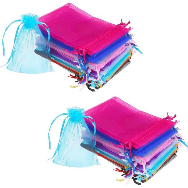 100 Pieces 4 By 6 Inch Organza Gift Bags Drawstring Jewelry Pouches Wedding Party Favor Bags (Multicolor)