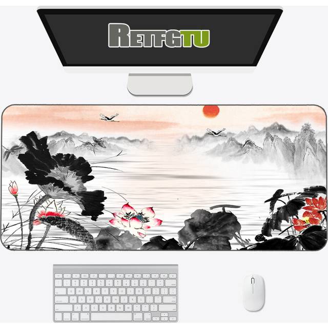 (a-shuimohua-005 900x400x2mm) Chinese Style ink Painting Mouse Pad Oversized XXL Game Desk Pad Computer Pad Keyboard Pad Desk Anime Mousepad