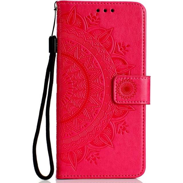 Huawei P30 Lite Leather Wallet Case - Mandala Pattern Red