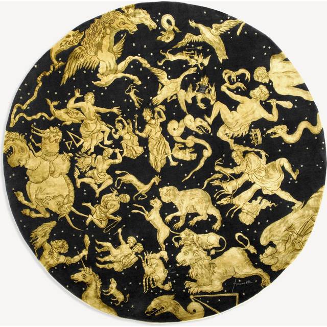 FORNASETTI Rug Emisfero Occidentale black/gold - 100% Hand-knotted Wool and SIlk