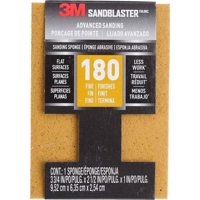 3M SandBlaster Sanding Sponge, 180 Fine Grit (9.5 x 6.3 x 2.5 cm)