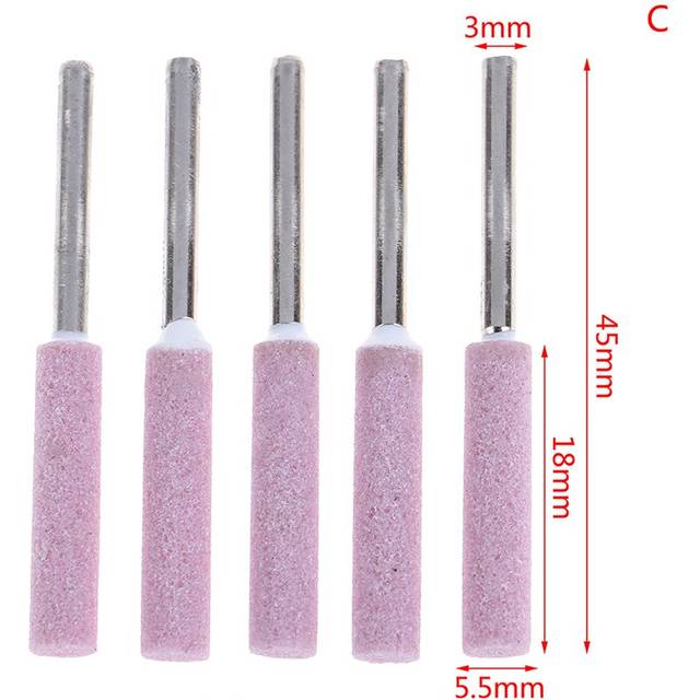 (a-C) 5pcs/set Chain Saw Sharpening Grinding Stone Bits File Rotary Tool 3mm Parts Replacement Tools Accessories