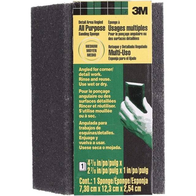 3M Angled Sanding Sponge, 80 Medium Grit (12.3 x 7.3 x 2.54 cm) | Effective Sanding Tool for Detailed and Flat Surfaces