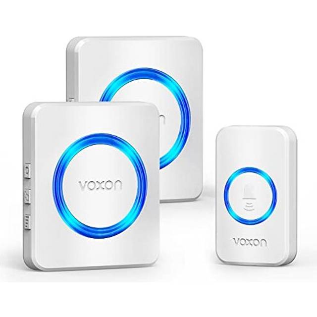 VOXON Wireless Doorbell with 2 Receivers, IP65 Waterproof Plug in Door Bell Battery Operated, 1300ft Long Range Cordless Door Chime Kit with LED