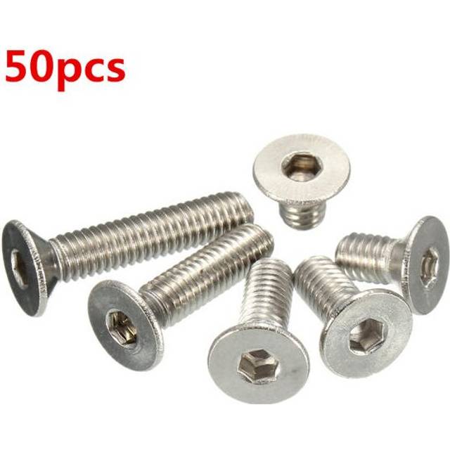 (6mm) M4SH2 50pcs Metric M4 Stainless Steel Countersunk Flat Head Hex Socket Cap Screw Bolts