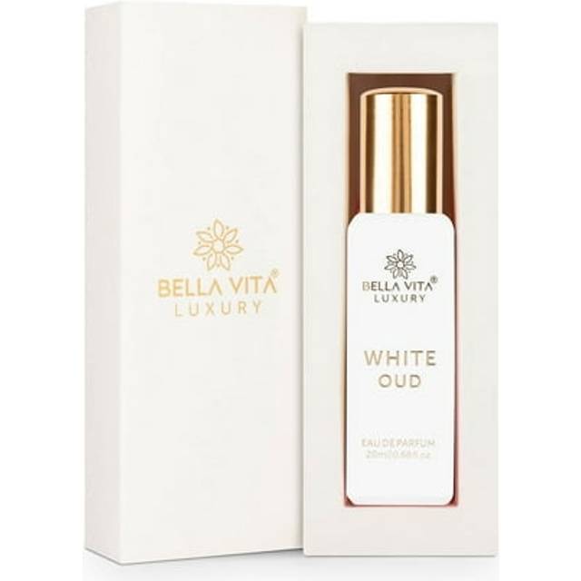 BellaVita Luxury White OUD Eau de Parfum Travel Size Edition 20 ml | Long-Lasting Mini Perfumes for Women | Notes: Vanilla  Amber  Musk & Jasmine | Ou