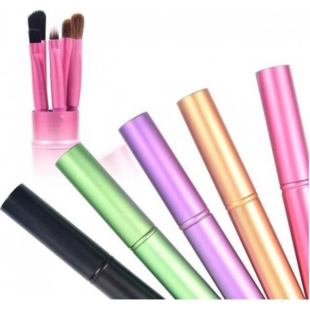 New 5 Pcs Eye Makeup Brushes Set Eye shadow Eye Liner Shadow Brushes Kit Pony Hair Black Makeup Tool With Cup Tube Holder