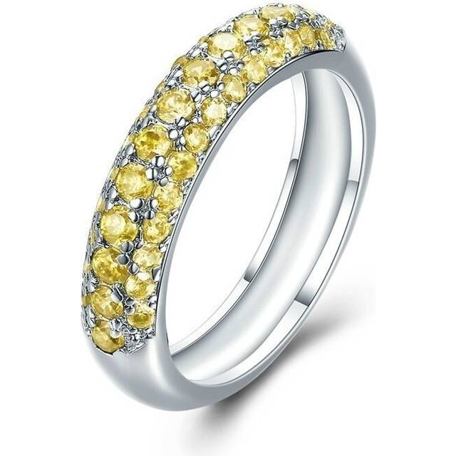 BIJOX STORY 925 Silver Jewelry Ring with Amethyest Citrine Zircon Gemstones Rings for Women Wedding Party - Green