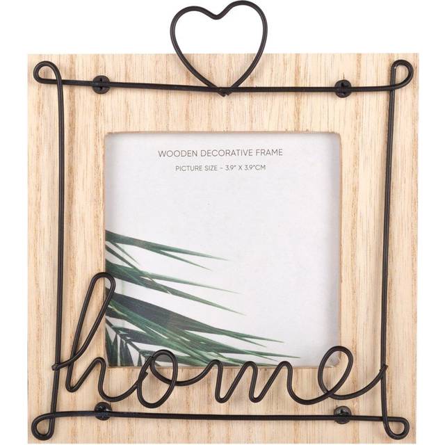 "ITP Home Decor Photo Frame Wooden Metal Wire Decorative Home 3.9""x3.9"""