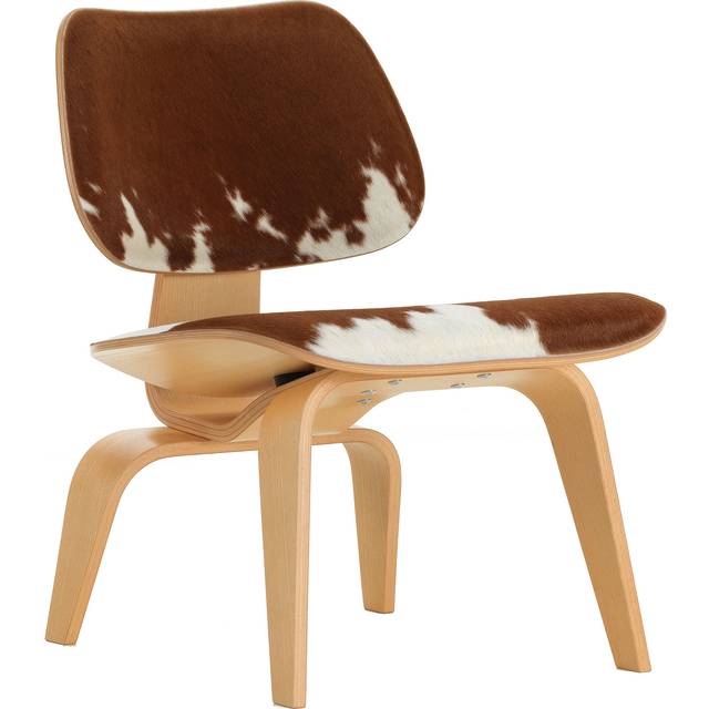 Vitra - LCW Chair Calf's Skin - braun, weiß/Gestell esche natur/BxHxT 56x68x61cm - white (61.0 x 56.0 x 68.0cm)