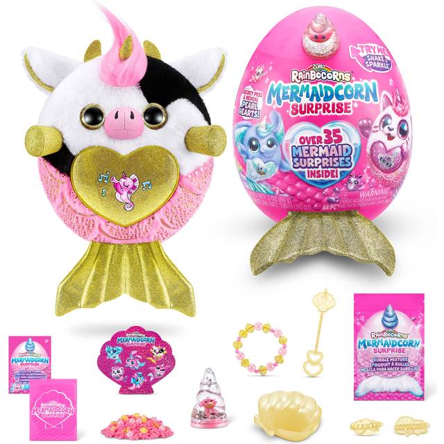 Mermaidcorn Series 7 Cow - Collectible Plush - Mermaid Surprises, Cuddle Plush Stuffed Animal, Stickers, (Cow)
