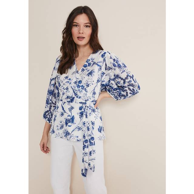 Phase Eight Women's Alice Embroidered Blouse - Blue/White - 8