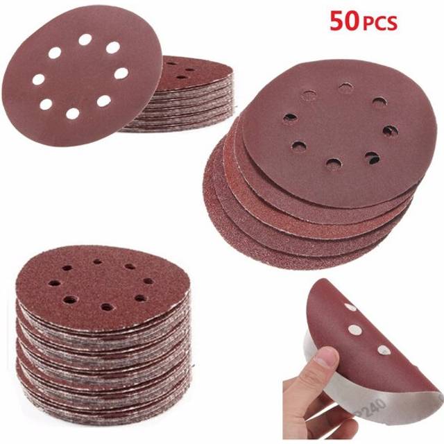 50Pcs 8 Holes Abrasive Sand Discs Sanding Paper 40 60 80 120 240 Grit Sand Paper