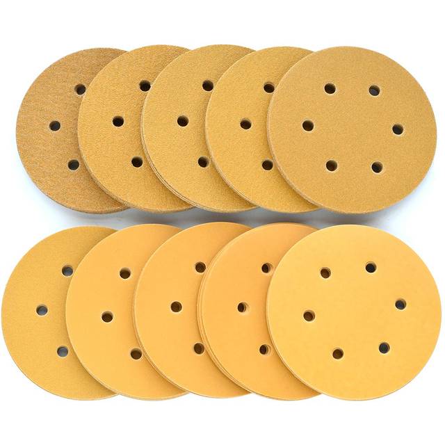 Aiyard 6-Inch 6-Hole Hook and Loop Sanding Discs  60/80/100/120/150/220/320/400/600/800 Assorted Grits Sandpaper for Random Orbital Sander  100-Pack