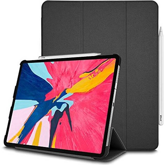 (Black) TECHGEAR Smart Case fits Apple iPad Pro 12.9 2018, [Apple Pencil Compatible] Case Tri-fold Stand Cover with Corner Protection [Auto Wake / Sle
