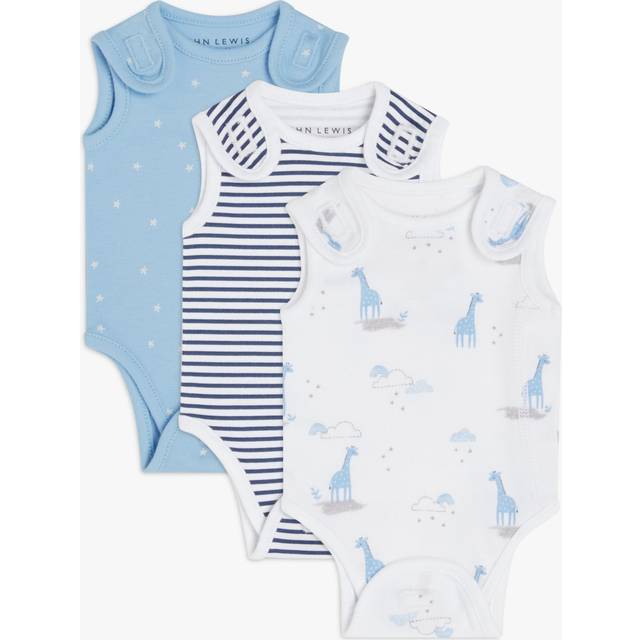 John Lewis Premature Baby GOTS Organic Cotton Giraffe Star Stripe Bodysuit, Pack of 3