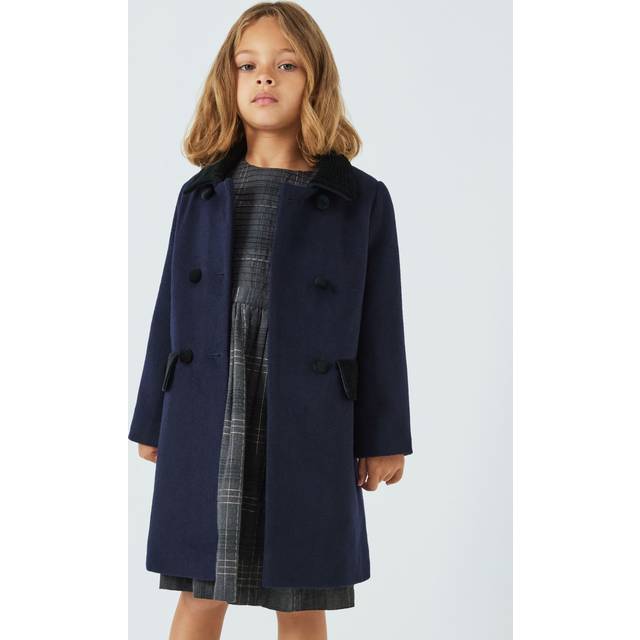 John lewis heirloom coat navy blue wool velvet formal girls 6 years - £60