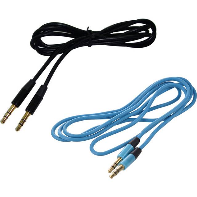 2 Pcs 3.5mm Auxiliary Aux Male to Male Stereo Cord Audio Cable for PC MP3 Car (Black & Blue)