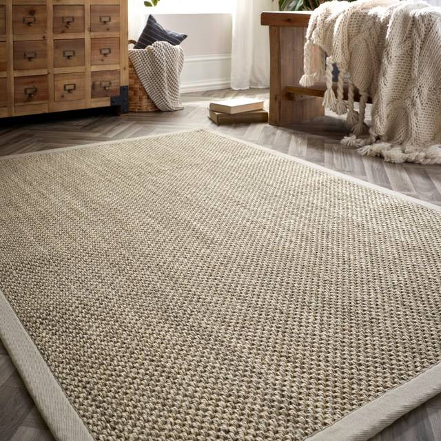 Origins Sisal Rug Light Beige with Sand Border 120x170, Cream