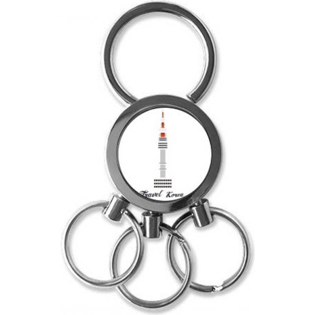 Seoul Tower in Korea Art Deco Gift Fashion Stainless Steel Metal Key Holder Chain Ring Keychain